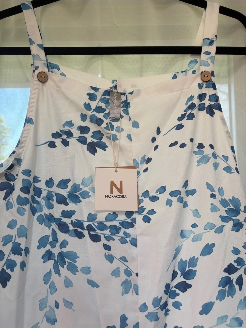 Nora Cora Navy Leaf-Print White Jumpsuit nwt - Picture 2 of 13